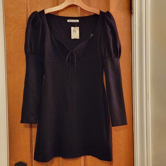 Reformation NWT "Helga" Puff Sleeve Sweet and Sultry Mini Dress in Black, Sz M - Picture 5 of 12